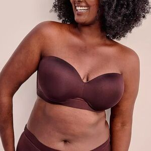 Cacique from Lane Bryant NWOT Comfort Bliss Strapless bra 42C Chocolate Plum.